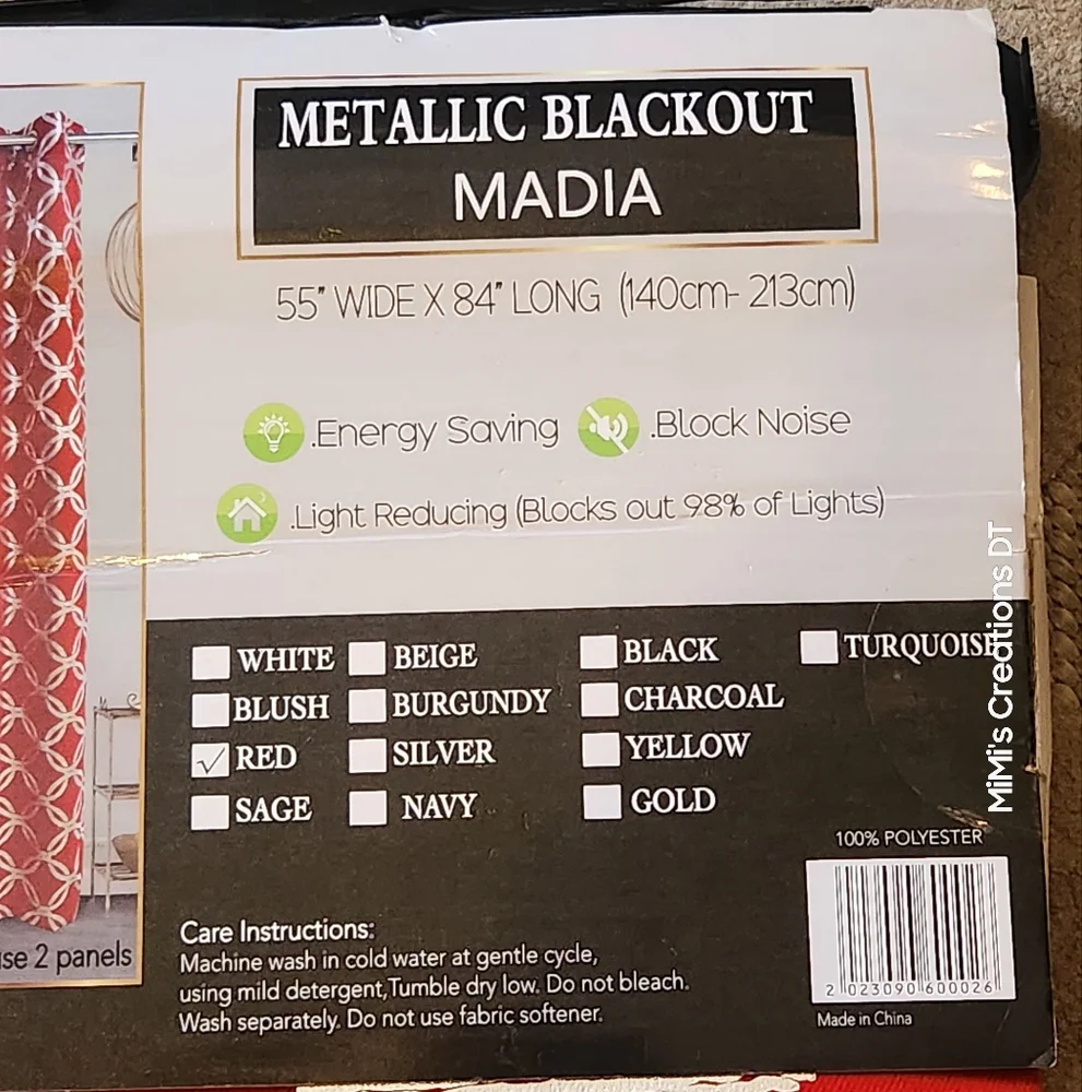 Madia- Matalic Blackout Window Panel Red & Silver 55